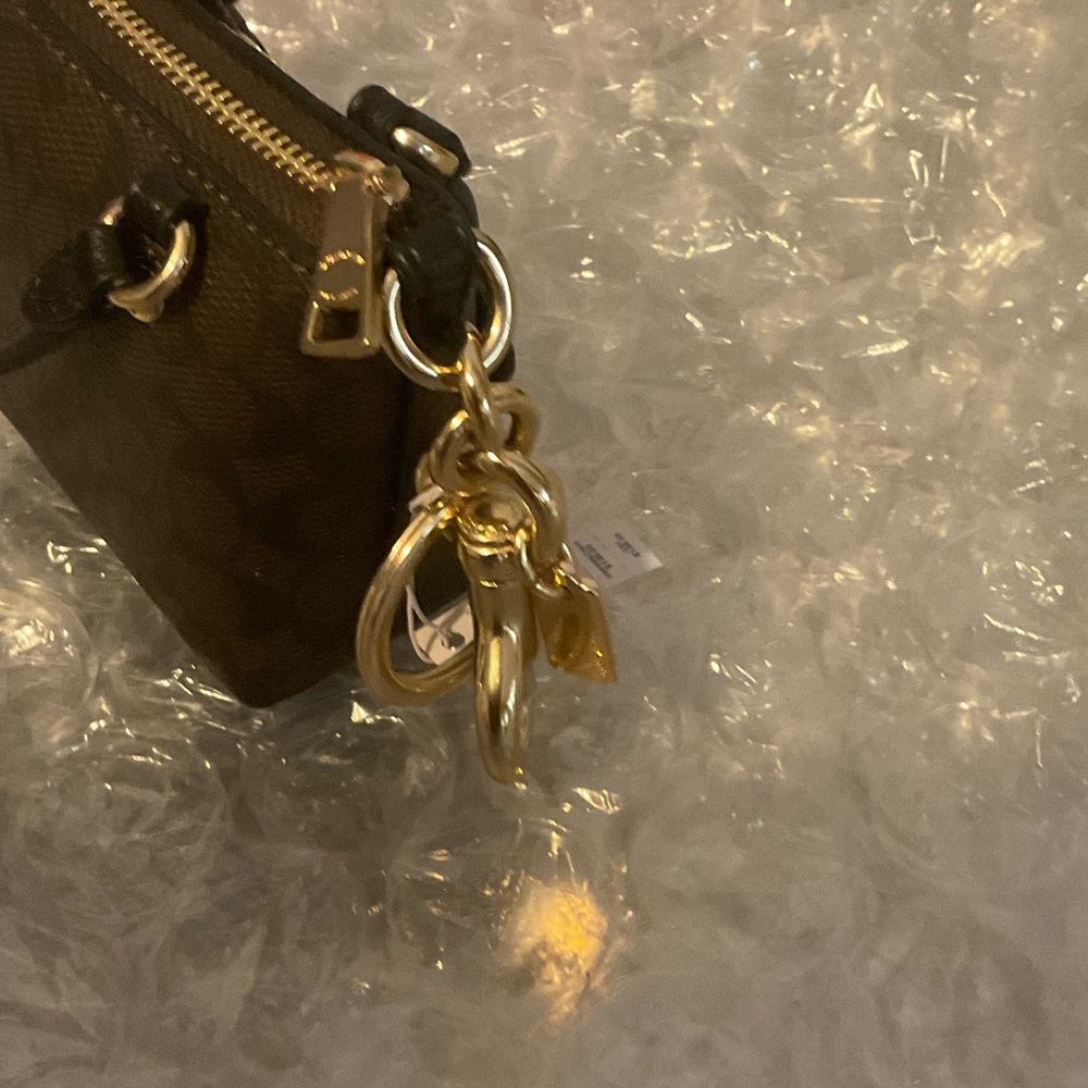 Coach Black and Brown Mini Bag with Gold Accents Bag charm NWTS - Picture 5 of 11